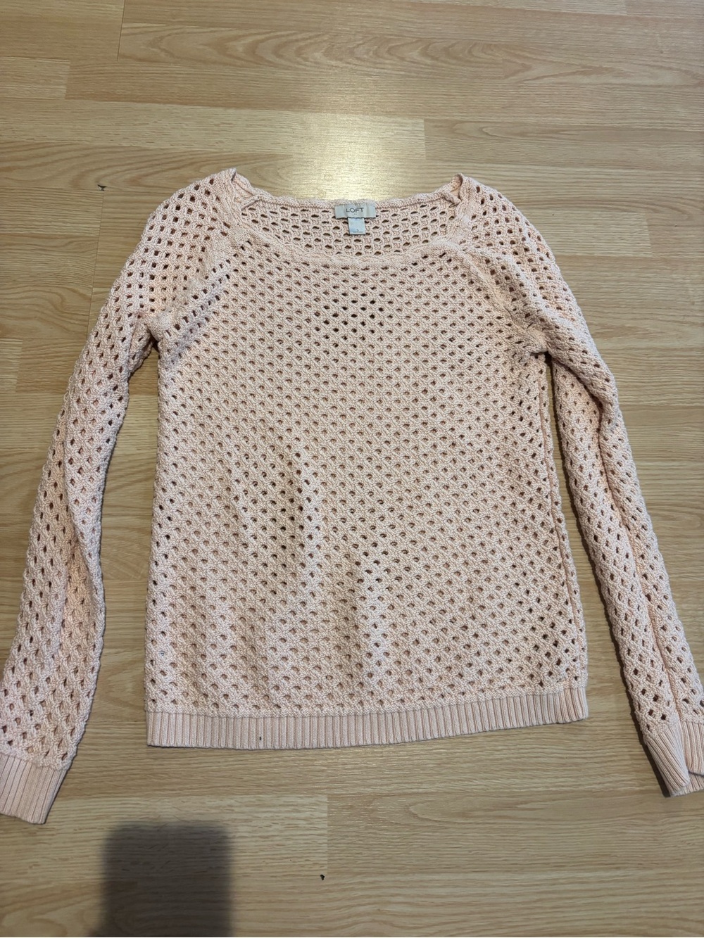LOFT Open-Weave Scoopneck Sweater in Blush